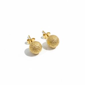 Arete Esfera Martillada Bañado en Oro