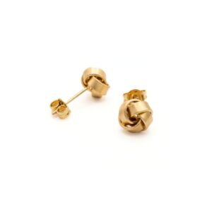 Aretes Nudo Satinado Bañado en Oro